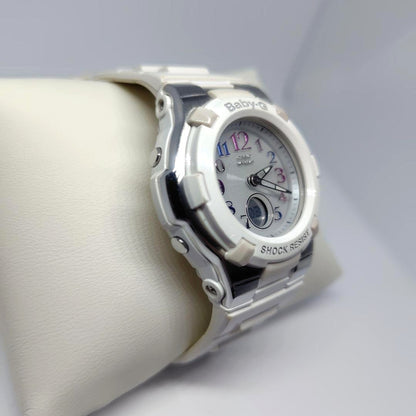 CASIO Baby-G BGA-1100GR Analog Digital Womens Watch White Resin Shock Resist