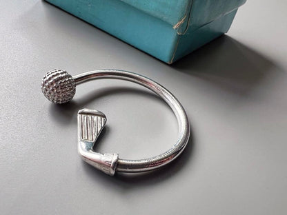 TIFFANY & Co Sterling Silver SV925 Golf Club & Ball Keychain Key Ring With Box