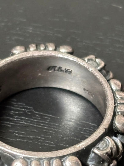 a&g Silver 925 Cross Engraved Band Ring Oxidized Size US7.5-8 Used Vintage