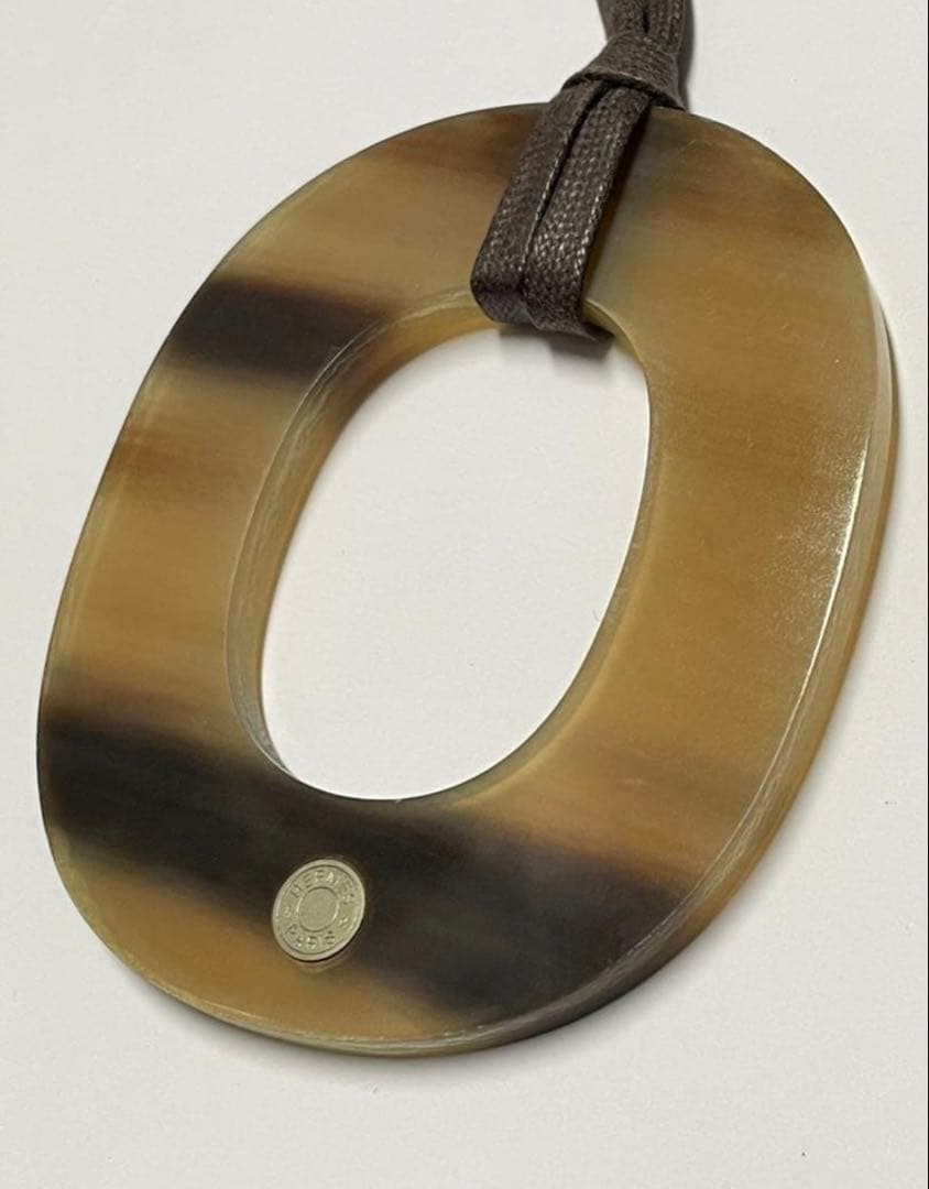 Hermes Buffalo Horn Necklace Designer Pendant Womens Jewelry Statement Accessory
