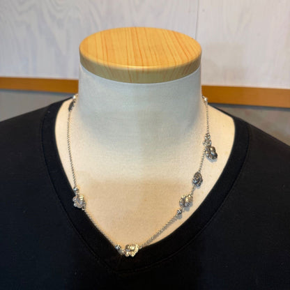 Georg Jensen Sterling Silver 925 Grape Leaf Double-Sided Toggle Necklace 53cm