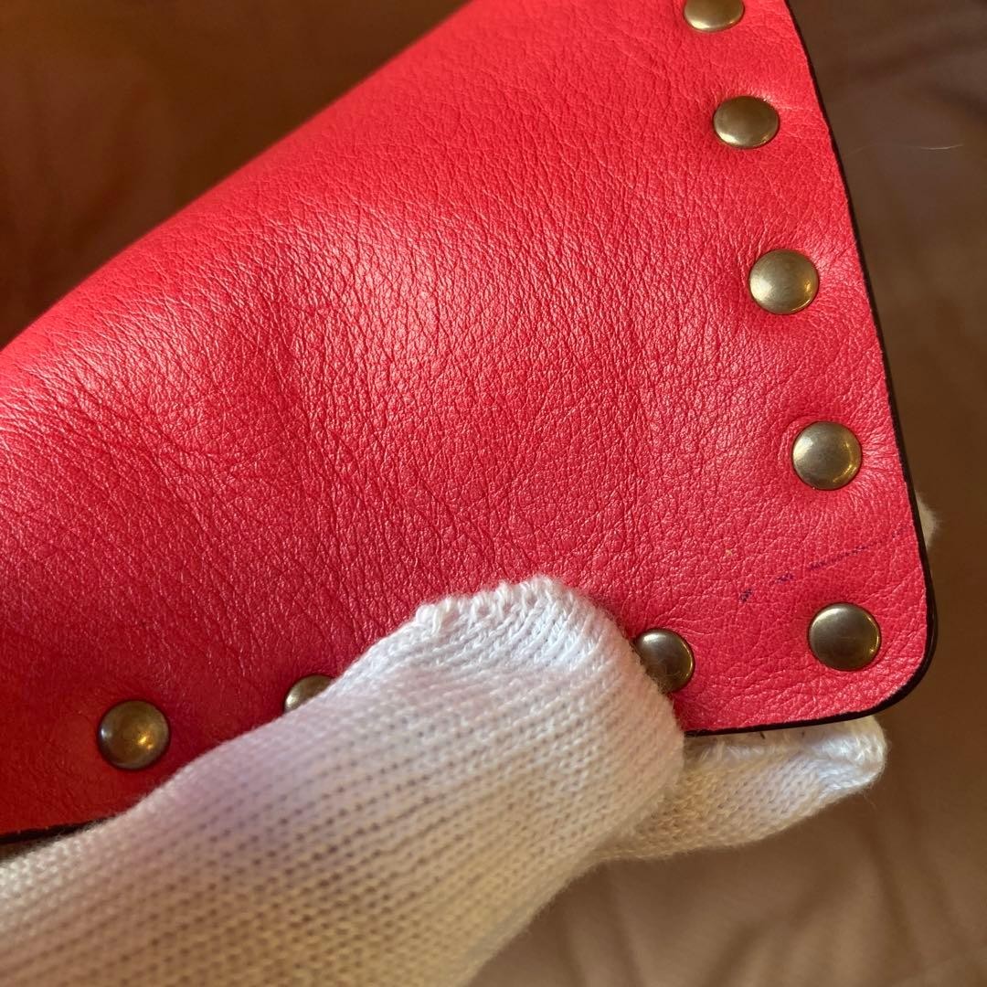 Valentino Garavani Auth Hot Pink Leather Studded Clutch Bag 30x19.5 cm