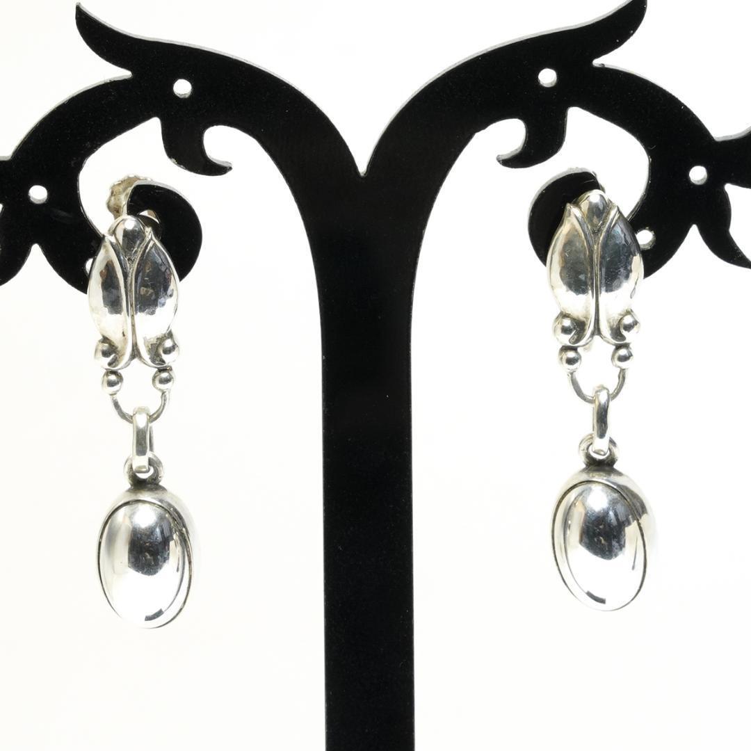 Georg Jensen # 17 earrings Sterling Silver 925S Denmark L 1.4” W 0.27"