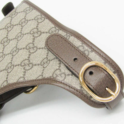 Gucci Auth GG Supreme 692964 Dog Harness PVC Leather Beige Dark Brown Used