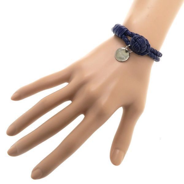 Bottega Veneta Auth Intrecciato Purple Leather Woven Bracelet 14 cm 5.5" Used