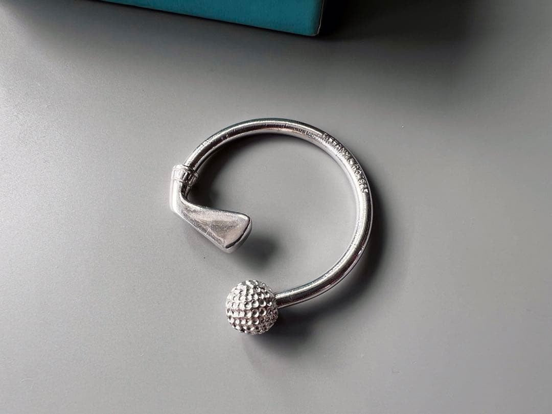 TIFFANY & Co Sterling Silver SV925 Golf Club & Ball Keychain Key Ring With Box