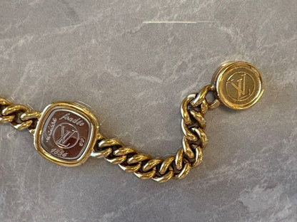 Louis Vuitton 1854 Chain Bracelet Gold Silver Tone Brass Maison fondée 1854