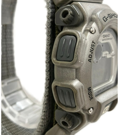 CASIO G-SHOCK GW-9000 Quartz Mens Watch Silver Resin Case Green Nylon Band Used