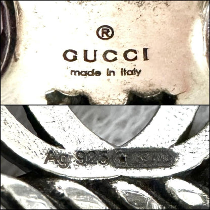 GUCCI Silver 925 Interlocking G Flower Light Purple Crystal Stone Ring US 6.25