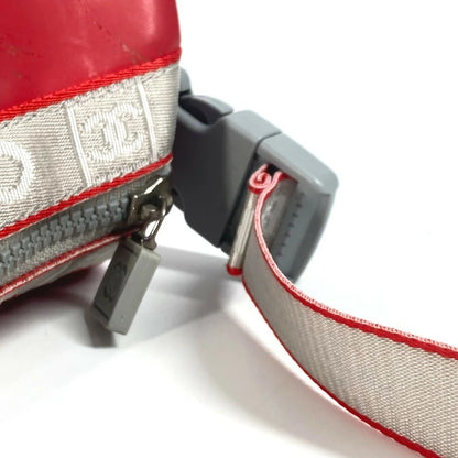 Chanel Auth Sport Line Mini Drum Bicolor Logo Shoulder Handbag Red Gray Coco