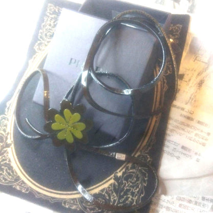 PRADA Milano Four Leaf Clover Charm Pendant Green Brown Leather Authentic New