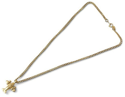 GIVENCHY Vintage Airplane Motif Pendant Necklace Gold GP Unisex Choker 40cm Used