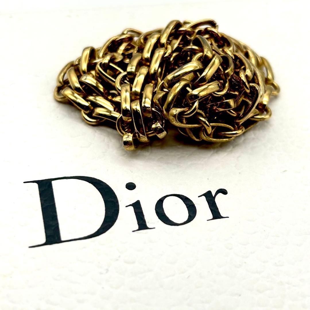 CHRISTIAN DIOR Gold Plated Chain Link Necklace Choker Vintage Used Excellent