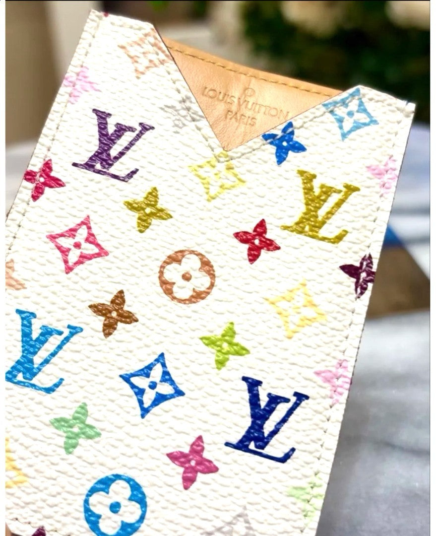 Louis Vuitton Multicolor Etui Miroir Mirror Case M92651 White Canvas 6.5x9.5cm