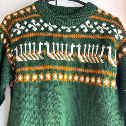 DALE of NORWAY Nordic Wool Sweater Men's M Green Crew Neck Knit Jumper Norway