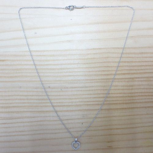 Tiffany & Co Metro Heart Diamond Chain Necklace Platinum Pt950 40cm Excellent