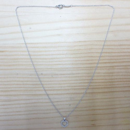 Tiffany & Co Metro Heart Diamond Chain Necklace Platinum Pt950 40cm Excellent