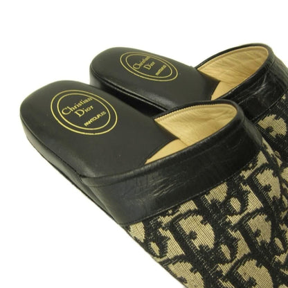 Christian Dior Trotter Beige Canvas Leather Sandals Slippers Room Shoes Size 41