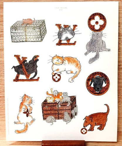 Louis Vuitton The Book #9 Sticker Sheet 9 Stickers Cat Dog LV Logo Rare New