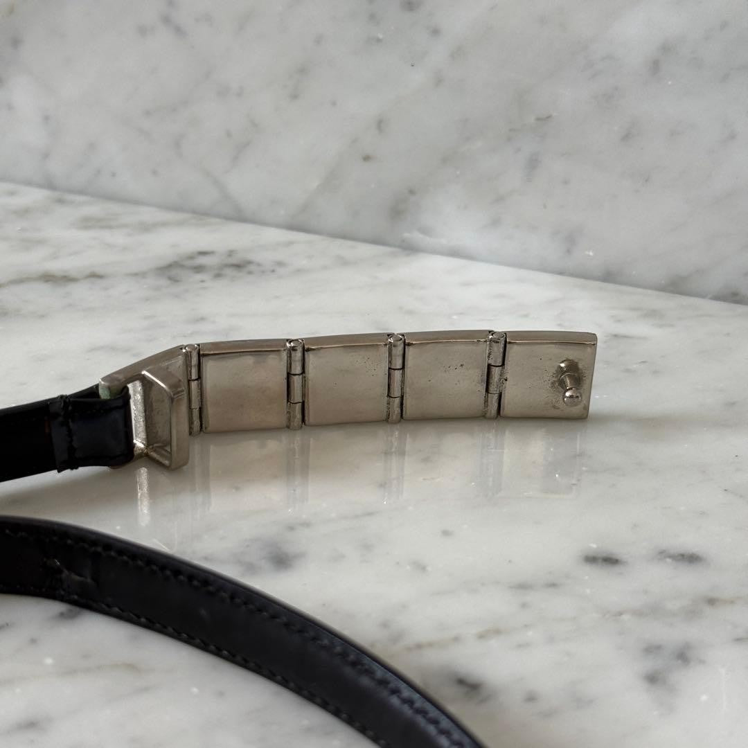 Gucci Navy Leather Logo Buckle Narrow Belt Women Size 75/30