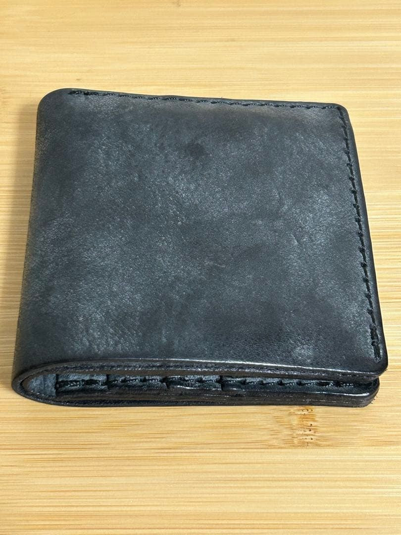 HERZ Alaska Leather Bifold Wallet Black Waxed Handmade Japan Limited Used