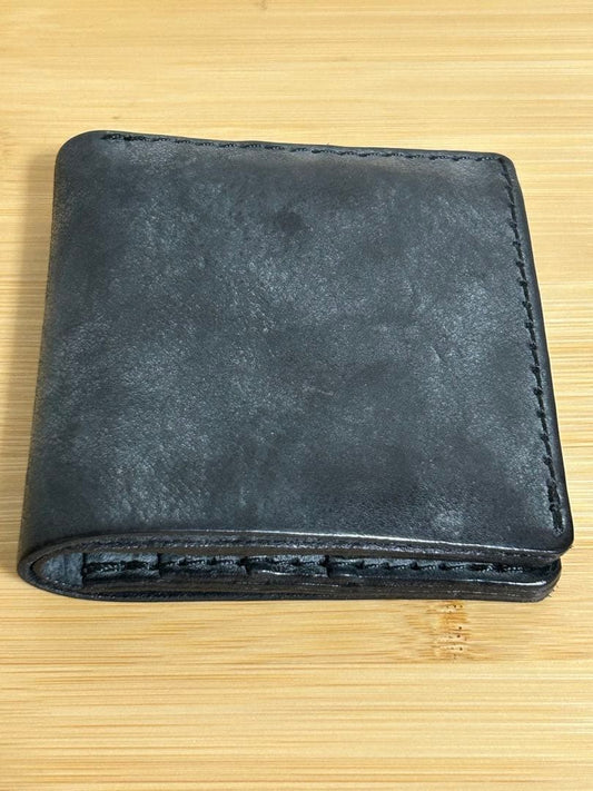 HERZ Alaska Leather Bifold Wallet Black Waxed Handmade Japan Limited Used