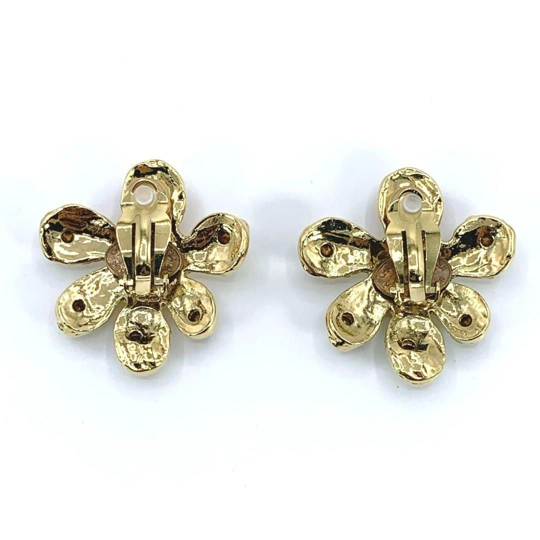 Christian Lacroix Auth Vtg Floral Stone Clip-On Earrings 4x4 cm 1.6x1.6" Used