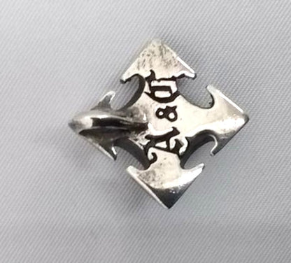 A&G Silver 925 Pendant Top Cross Gothic Garnet Red Cabochon Stone Used 2cm 0.7"