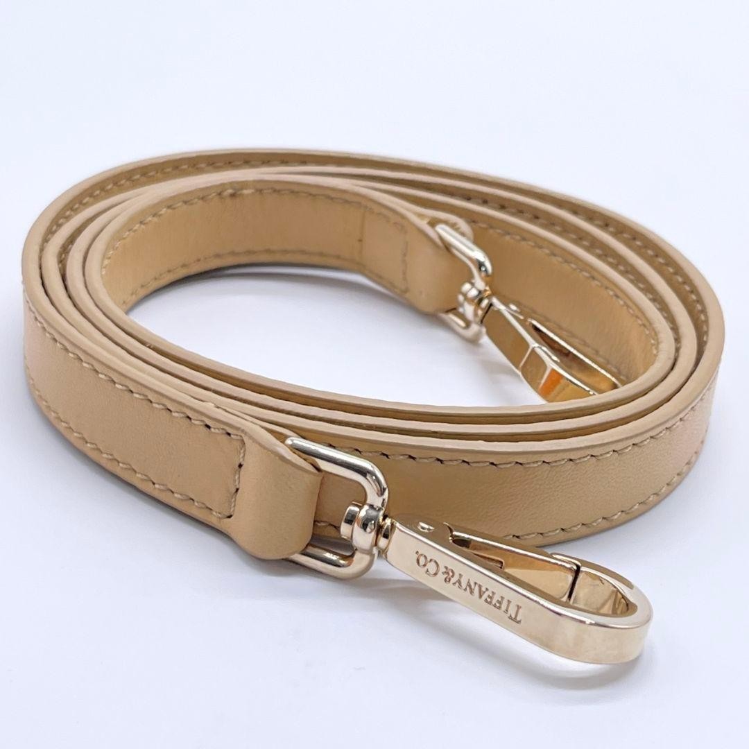 Excellent Tiffany & Co Shoulder Strap Beige Leather L 110cm 43.3in