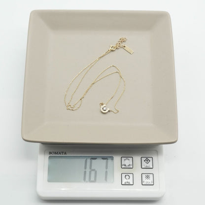Excellent Celine K10 Gold Diamond Horseshoe Necklace Horse Shoe Pendant L 16.5in