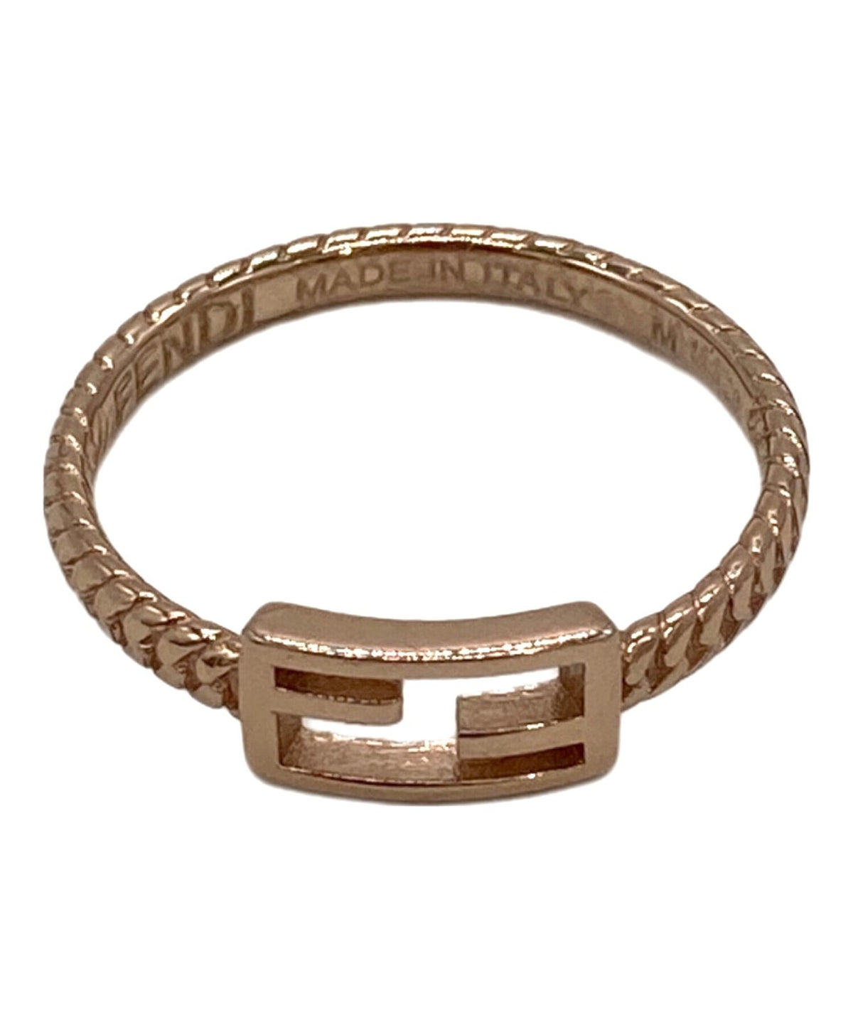 FENDI Zucchino Baguette Ring FF Logo Pink Gold US6.5 EU53 Model 1A4620 Italy HW