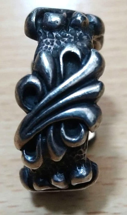 A&G Sterling Silver 925 Fleur Sculpted Band Ring Size 9.5-9.75 US Vintage Unisex