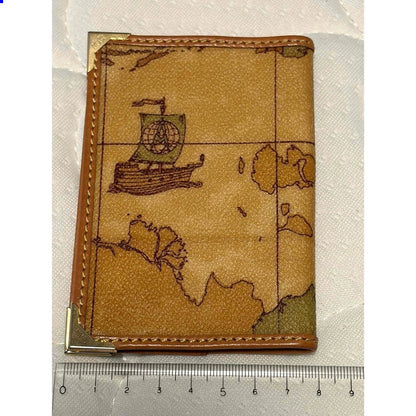 Prima Classe Alviero Martini Notebook Cover Case Geo Map Print Leather Italy