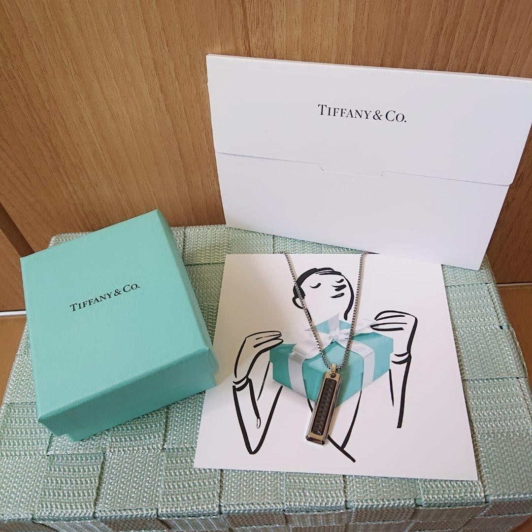 TIFFANY & Co Paloma Picasso Stainless Steel Black Titanium Caliper Necklace W/B