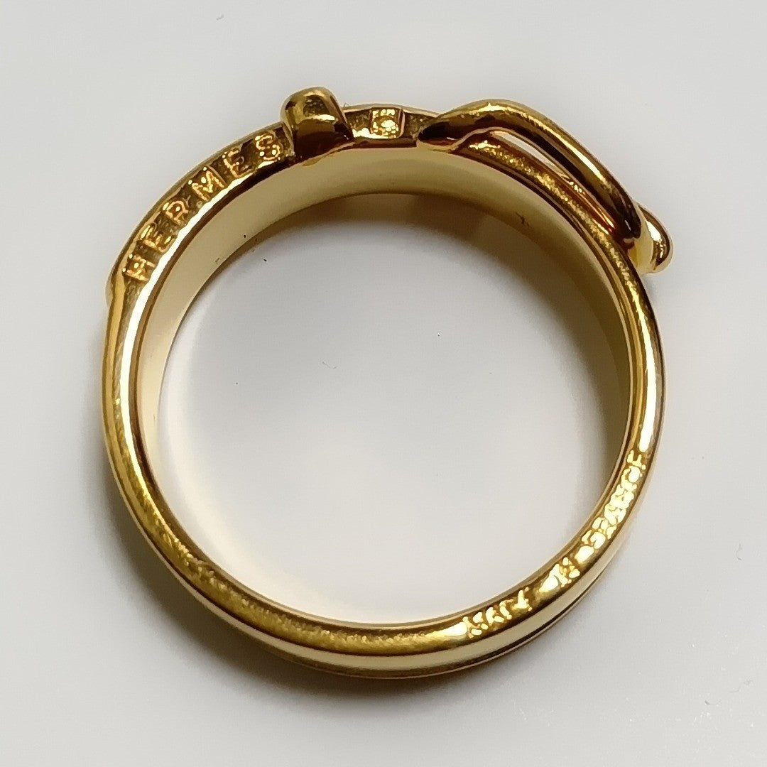 Hermes Authentic Santuaire Scarf Ring Gold 23mm 0.91" France With Box Used Gold