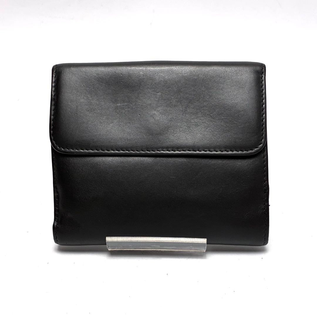 Gucci G Logo Compact Bifold Black Leather Wallet Card Slots Used