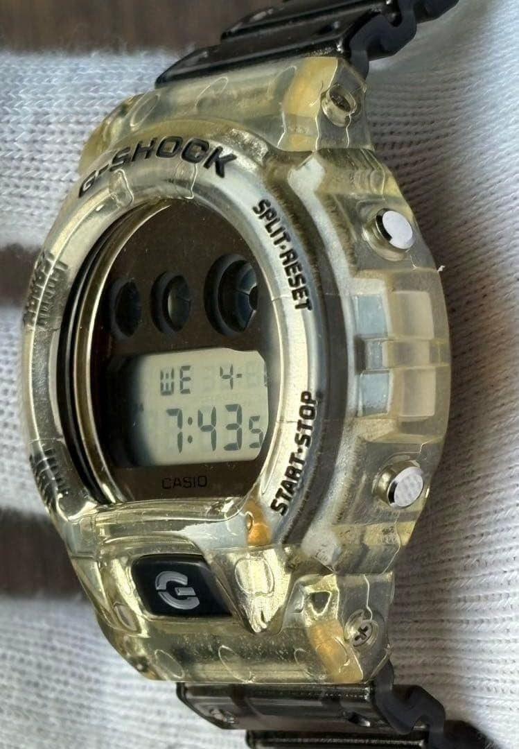 CASIO G-SHOCK DW-6900SK Skeleton Clear Yellow Smoke Resin Digital Watch 49mm