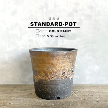 Kamiyama Standard Pot Shigarakiyaki Φ5.9”x 5.1" Agave caudex Cactus Japan Bonsai