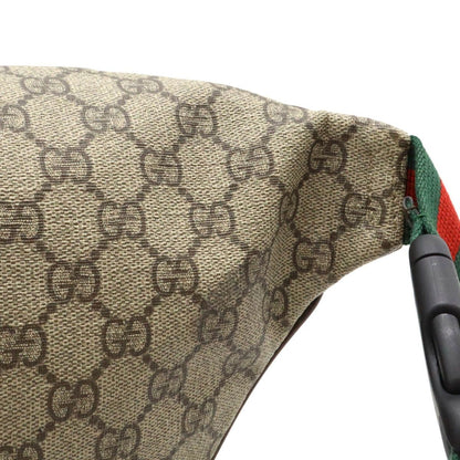 Gucci Auth GG Supreme Courier Belt Bag Khaki Beige Multicolor Applique Used