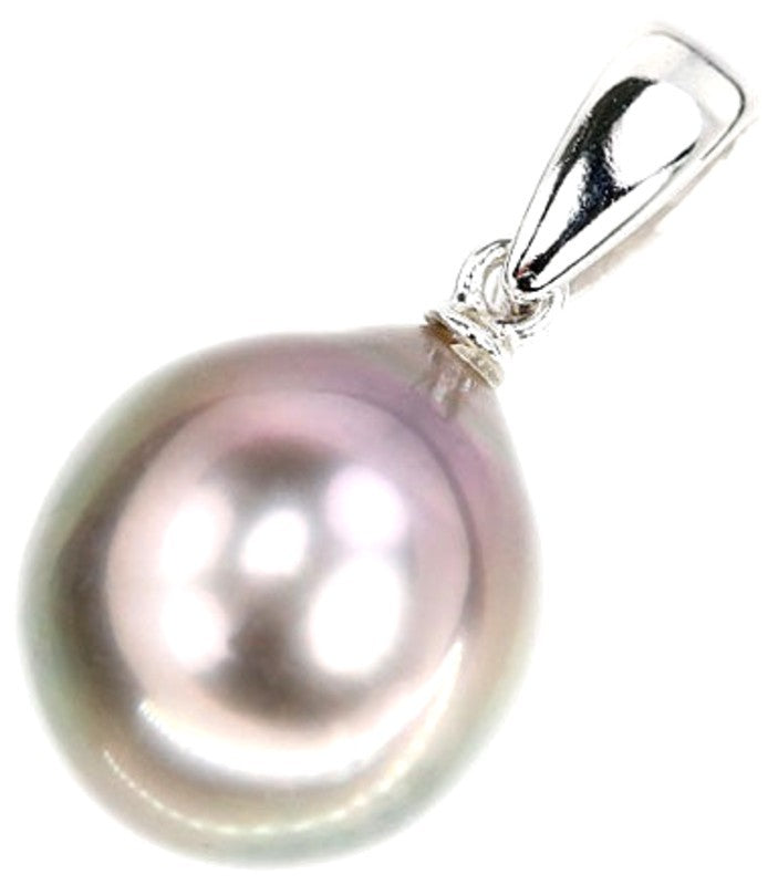 TASAKI Black Tahitian South Sea Pearl Pendant Top K14 White Gold Drop Authentic