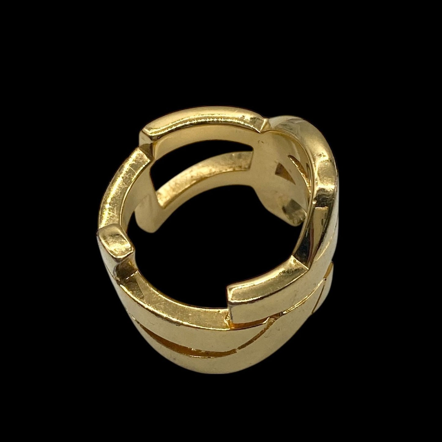 Authentic SAINT LAURENT Paris Gold Plated Cassandra Logo Ring Size 49 US 5 Rare