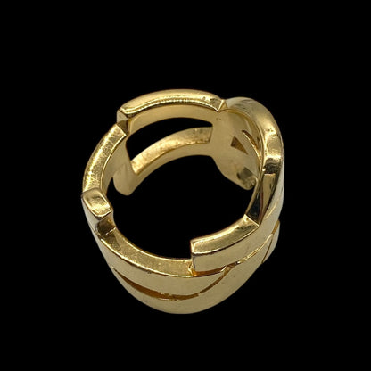 Authentic SAINT LAURENT Paris Gold Plated Cassandra Logo Ring Size 49 US 5 Rare