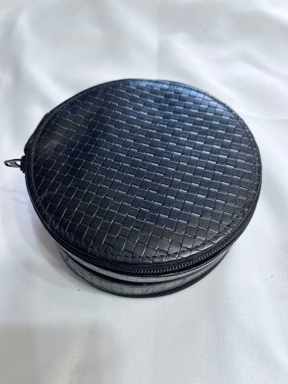 Gianni Versace Round Braided Leather Jewelry Case D 11cm 4.3" L 5cm 2.0"