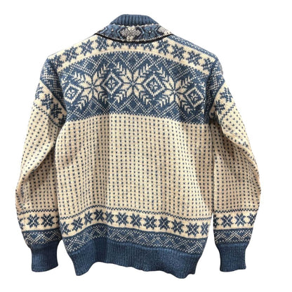 DALE OF NORWAY Nordic Cardigan Sweater Women Blue White Pure Wool Size 40 L