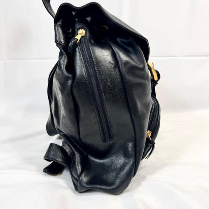 Vintage GIANNI VERSACE Medusa Black Leather Backpack Excellemt