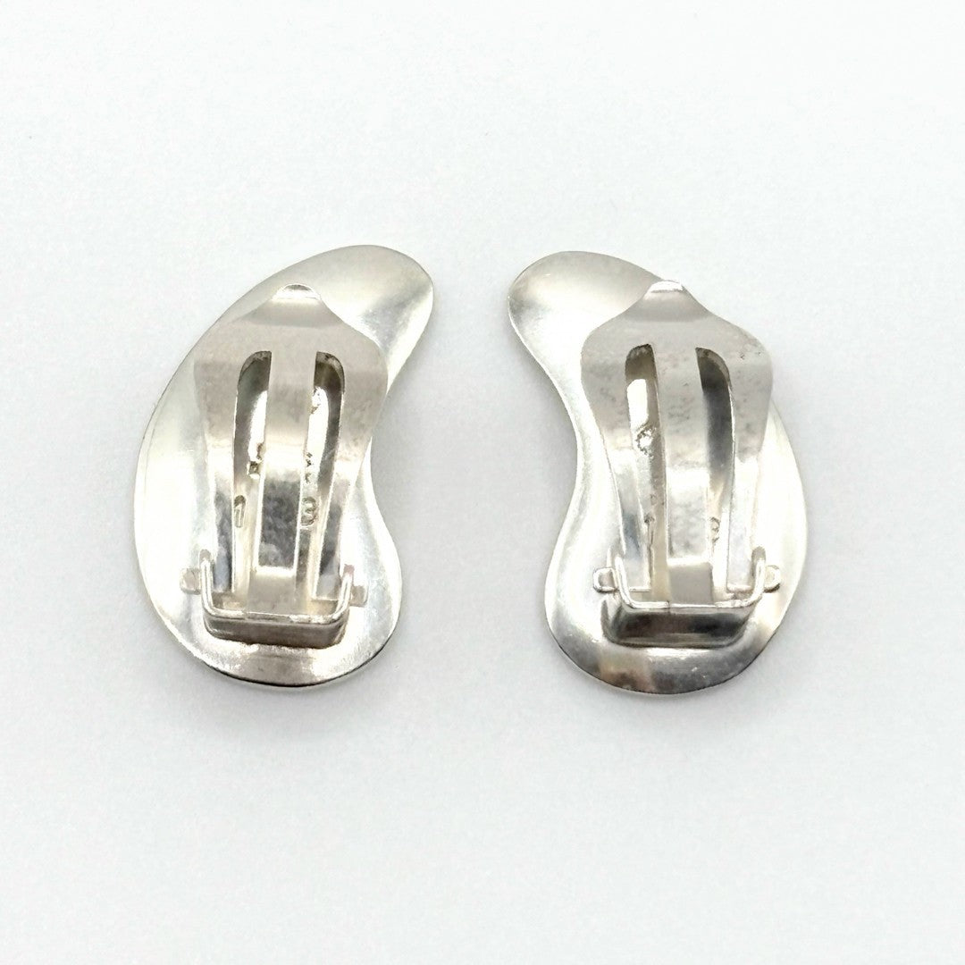 Georg Jensen # 123 Sterling Silver 925 Drop Clip On Earrings Denmark 20.7x12.2mm