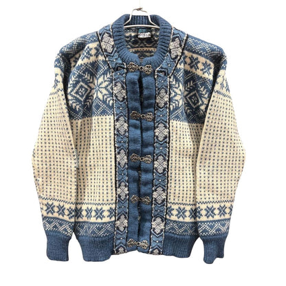 DALE OF NORWAY Nordic Cardigan Sweater Women Blue White Pure Wool Size 40 L
