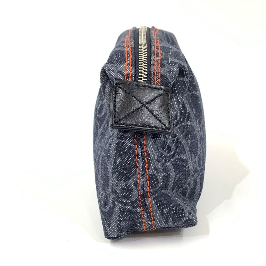 Christian Dior Pouch Trotter Navy Denim Orange Authentic CM1006 Used