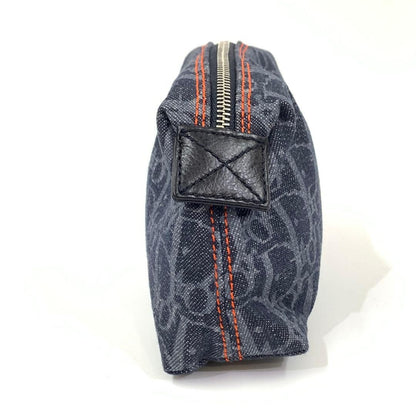 Christian Dior Pouch Trotter Navy Denim Orange Authentic CM1006 Used