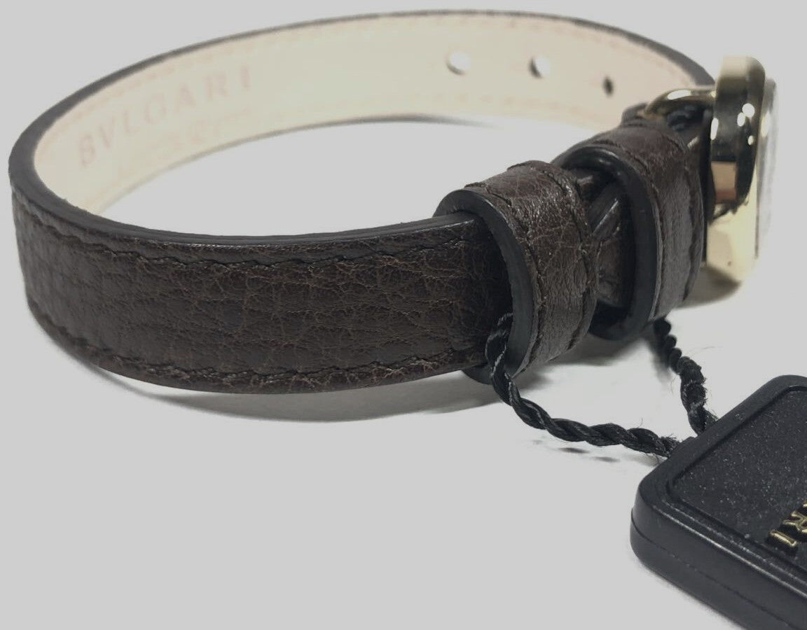 BVLGARI Monete Coin Leather Bracelet Brown Gold HW Ancient Coin Authentic Italy